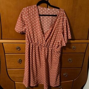 Amazon Pink Polka Dot Midi Dress